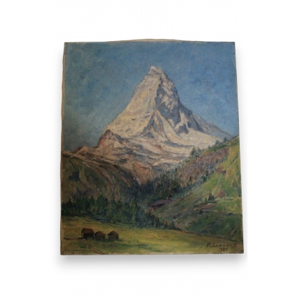 Paintings | Oil on canvas: ‘The Matterhorn, Zermatt’ Moinat SA  – Antiques and home décor