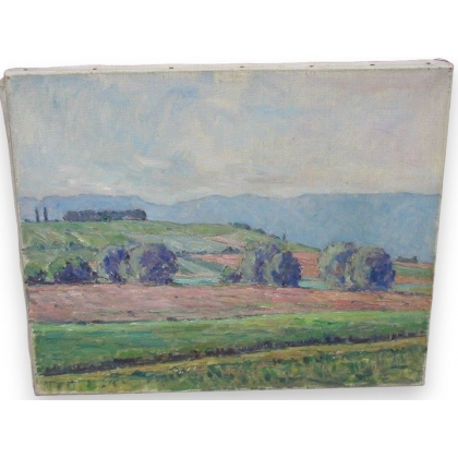 Huile sur toile Suisse \"Campagne