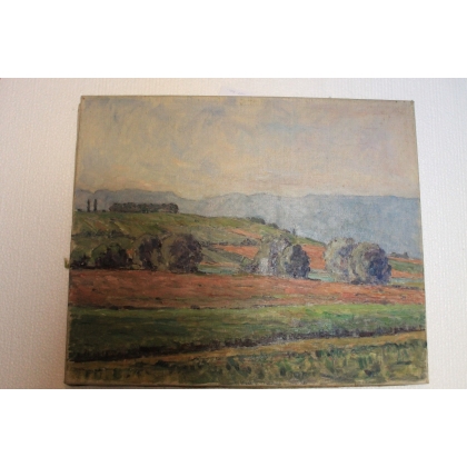 Paintings | Swiss oil on canvas "Campagne Moinat SA – Antiques and home décor"