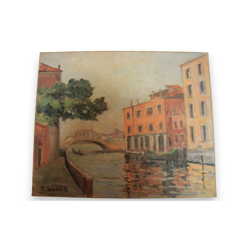 Huile sur toile Suisse "Venise" signée