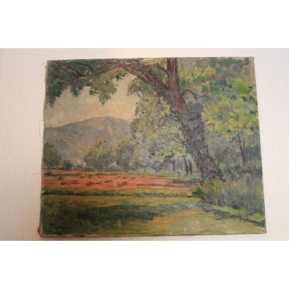 Paintings | Swiss oil on canvas “Wheat Field” Moinat SA  – Antiques and home décor