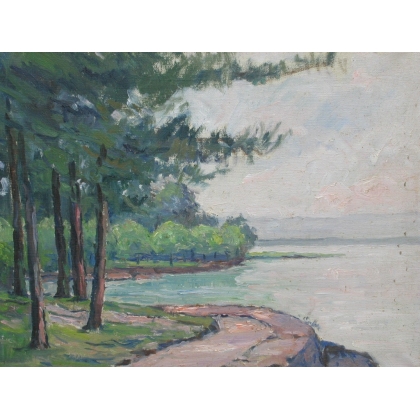 Huile sur toile \"Yvoire Les Falaises 4