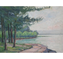Huile sur toile "Yvoire Les Falaises 4