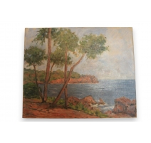 Huile sur toile "Côte méditerranée" de