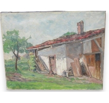 Huile sur toile Suisse "Terret 21 Août