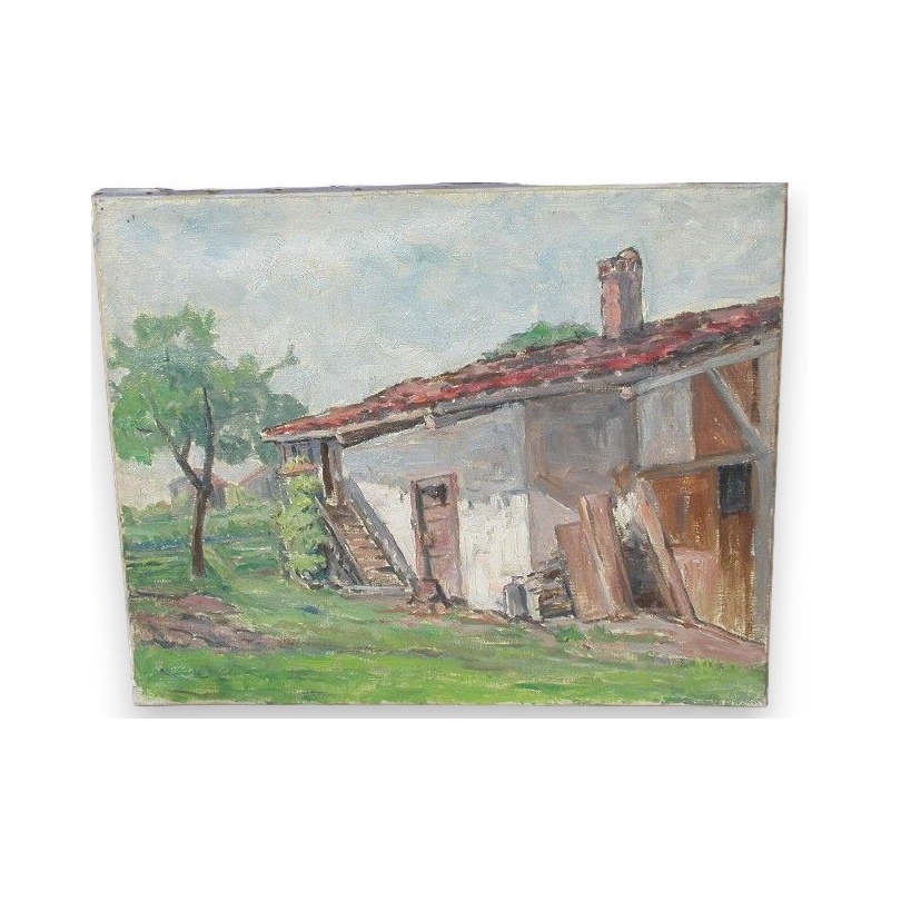 Huile sur toile Suisse "Terret 21 Août