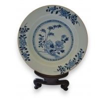 Assiette en porcelaine bleu blanc