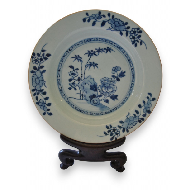 Assiette en porcelaine/bleue et blanche