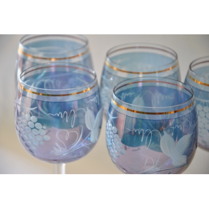 Set of 6 ‘vine’ crystal glasses from Moinat SA – Antiques and home décor