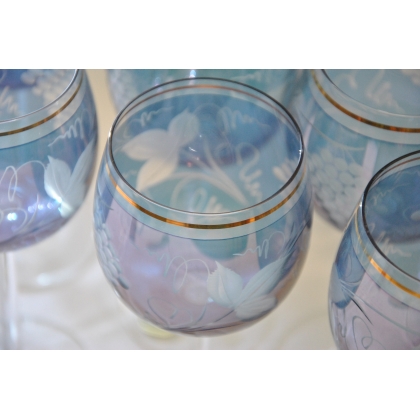 Set of 6 ‘vine’ crystal glasses from Moinat SA – Antiques and home décor