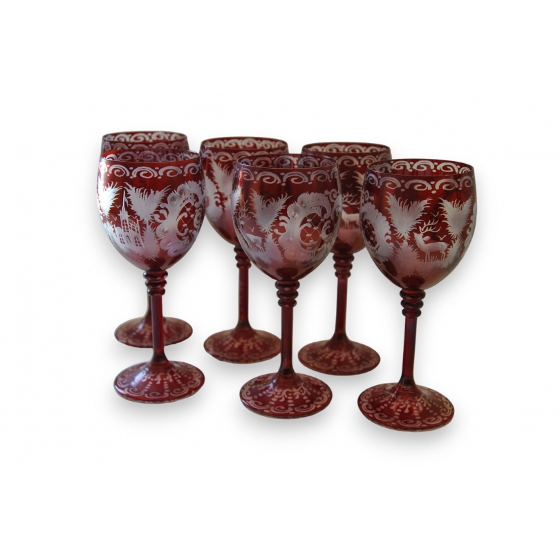 Verre 200 ml rouge modèle OLIVIA, décor