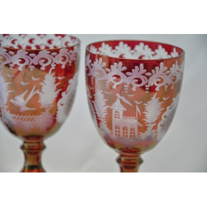 Set of 4 red glasses, OLIVIA model, from  Moinat SA  - Antiques and home décor
