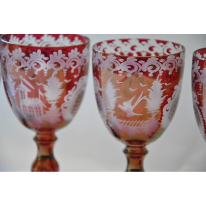 Set of 4 red glasses, OLIVIA model, from  Moinat SA  - Antiques and home décor