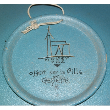  Assiette en céramique bleue "Ville de sur  Moinat SA  - Antiquités décoration