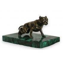 Sculpture "Chien", sur socle en malachite.