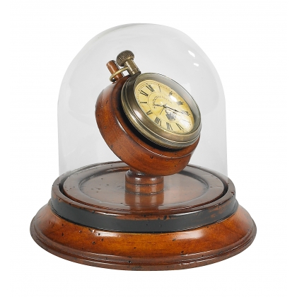 Montre Gousset sur socle, sous une cloche
