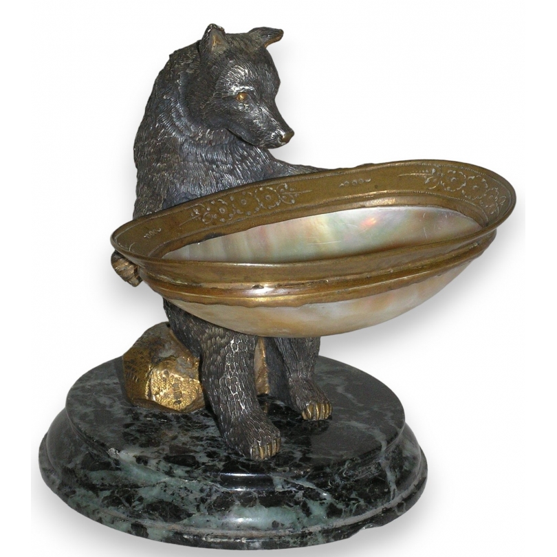 Vide-poche "Ours assis", en bronze