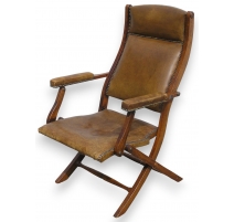 Fauteuil anglais pliant couvert de cuir