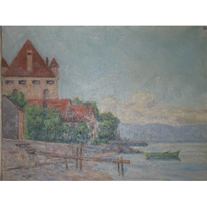 Huile sur toile \"Yvoire\" de Paul