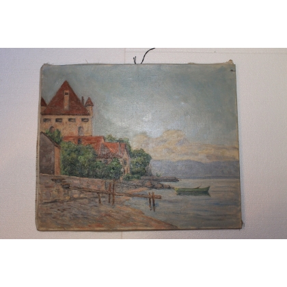 Paintings | Oil on canvas ‘Yvoire’ by Paul Moinat SA  – Antiques and home décor