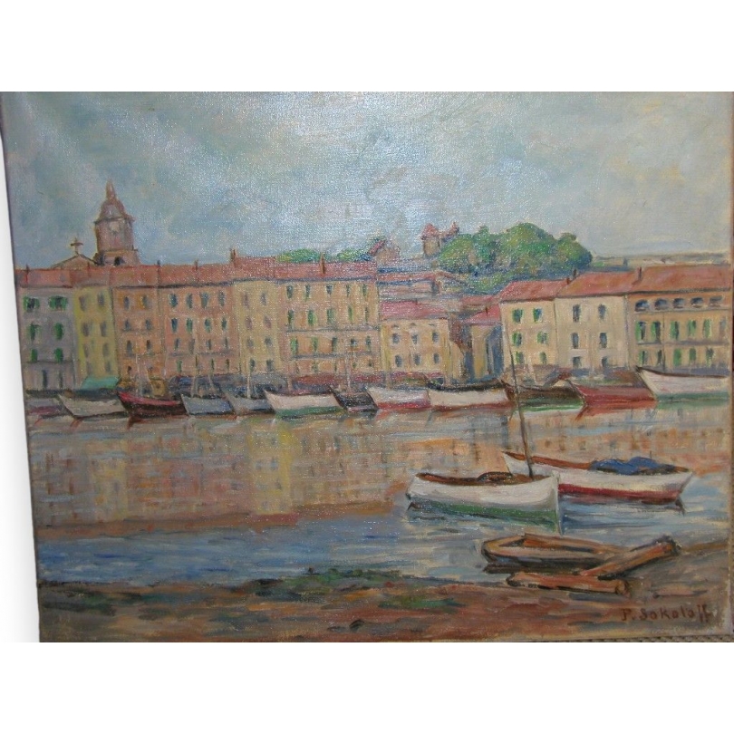 Paintings | Oil on canvas, ‘Port’, signed P. Moinat SA  – Antiques and home décor