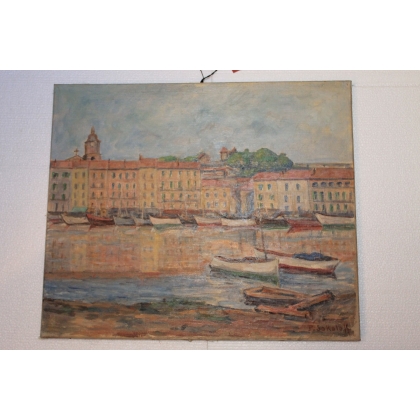 Paintings | Oil on canvas, ‘Port’, signed P. Moinat SA  – Antiques and home décor
