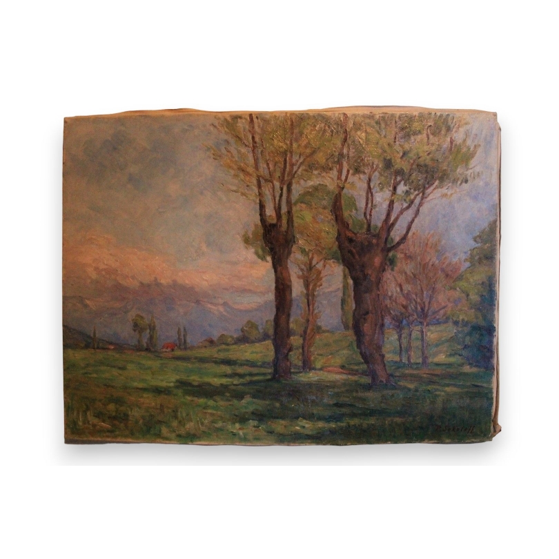 Paintings | Swiss oil on canvas "Landscape with Moinat SA" – Antiques and home décor