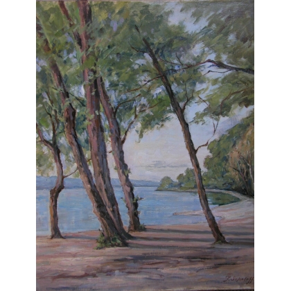 Huile sur toile Suisse \"Bord du Lac