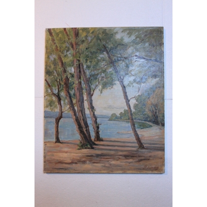 Paintings | Oil on canvas, Switzerland "Bord du Lac Moinat SA  - Antiques and home décor