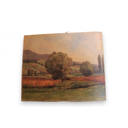 Huile sur toile \"Campagne genevoise\"
