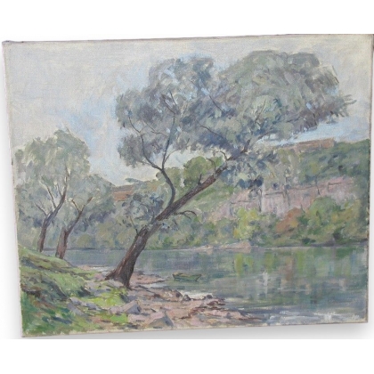 Huile sur toile \"Le Rhône & la Jonction\"