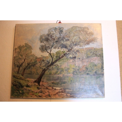 Paintings | Swiss oil on canvas "The Rhône & Moinat SA" – Antiques and home décor