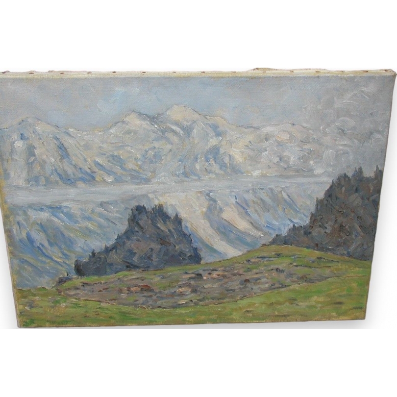 Huile sur toile "Montagnes"