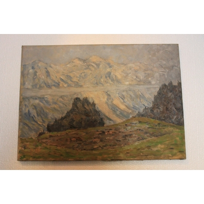 Paintings | Swiss oil on canvas ‘Mountains’ by Moinat SA  – Antiques and home décor