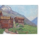 Huile sur toile "Chalets au dessus de Zermatt"