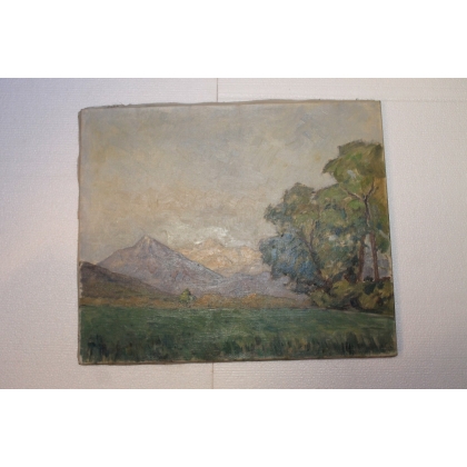 Paintings | Swiss oil on canvas "Mont Blanc" Moinat SA – Antiques and home décor