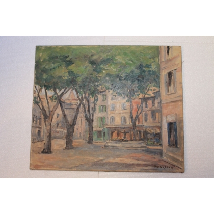 Paintings | Oil on canvas "Avignon, Place des Moinat SA" – Antiques and home décor