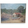 Paintings | Oil on canvas "Cabanon on the banks of the Moinat SA" – Antiques and home décor