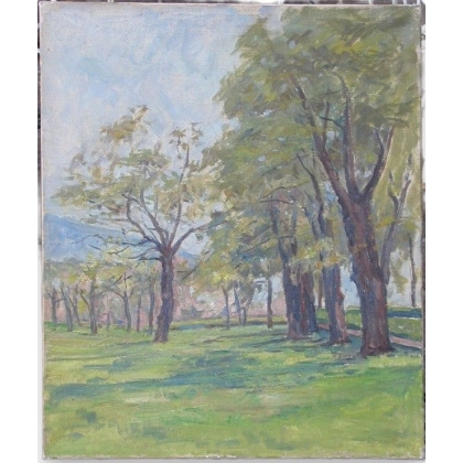 Huile sur toile \"Campagne Genevoise\"