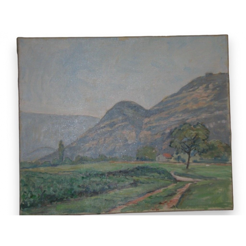 Huile sur toile Suisse "Campagne