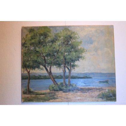 Paintings | Oil on canvas, Switzerland "Bord du lac Moinat SA  - Antiques and home décor"