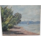 Huile sur toile Suisse "Voilier sur le