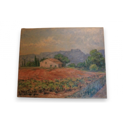 Huile sur toile \"Masde la Dame et les
