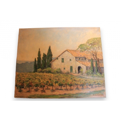 Paintings | Oil on canvas ‘Vineyard’, signed P. Moinat SA  – Antiques and home décor