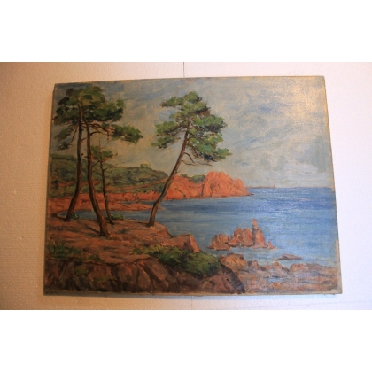 Paintings | Oil on canvas, ‘Seaside’ by Paul Moinat SA  – Antiques and home décor