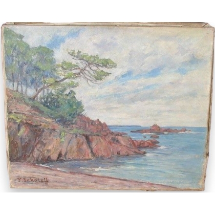 Huile sur toile \"L\'Esterel\" signée P.