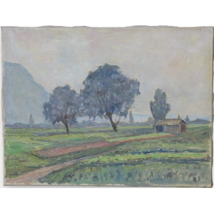 Huile sur toile \"Campagne Genevoise 24