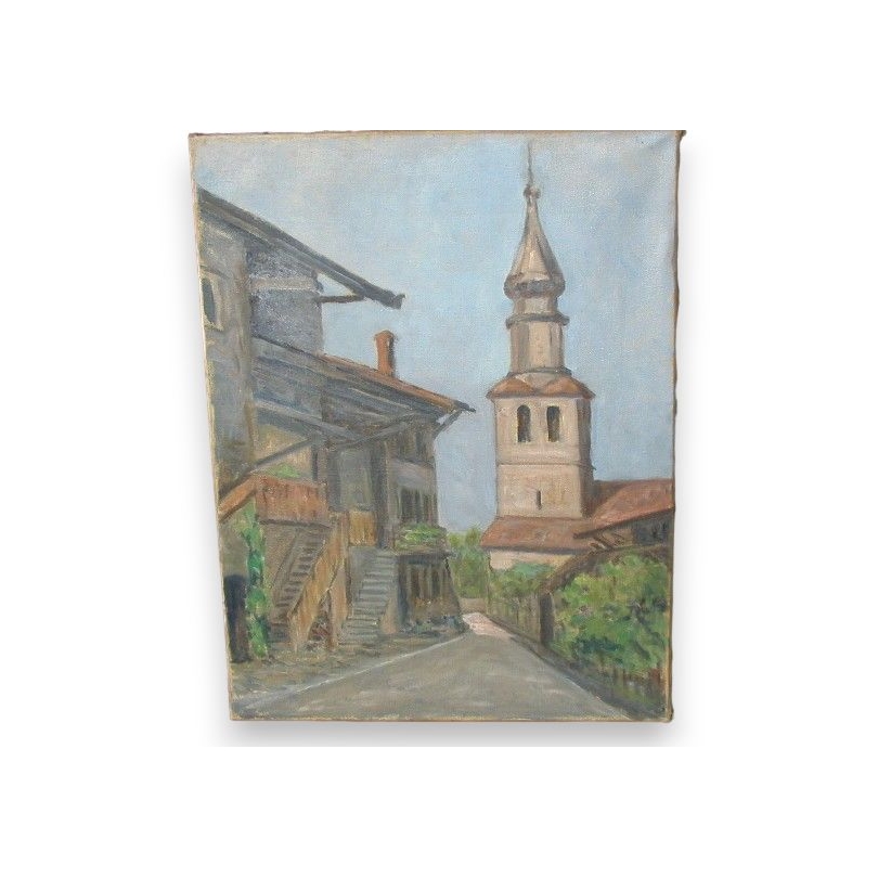 Paintings | Oil on canvas ‘Bell Tower’ (Switzerland) by Moinat SA  – Antiques and home décor