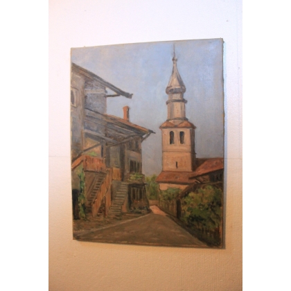 Paintings | Oil on canvas ‘Bell Tower’ (Switzerland) by Moinat SA  – Antiques and home décor