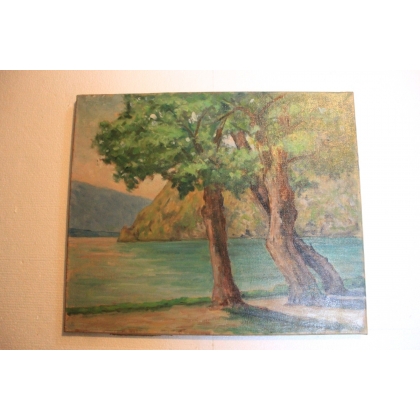 Paintings | Oil on canvas "Trees on the banks of the Moinat" – Moinat SA – Antiques and home décor